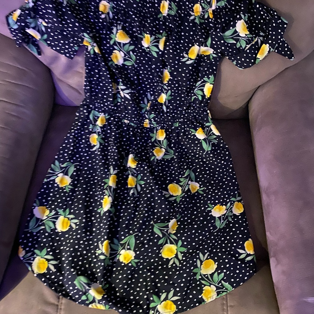 Lush Black Dress with Yellow Floral Pattern